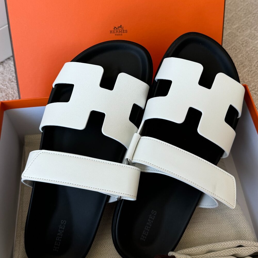 *BRAND NEW* Hermes Chypre Sandals White (Size 41.5)